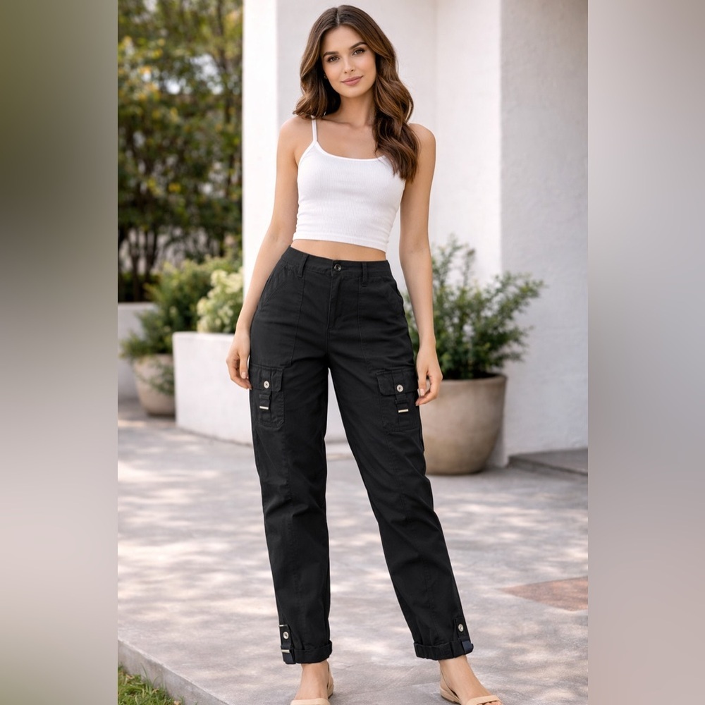 NWT White House Black Market Black Casual Cargo Crop - Picture 3 of 7